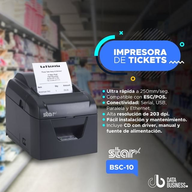 #CONECTAMOS  La BSC-10 de Star es una impresora económica de alta velocidad y de impresión térmica directa. Con su diseño simple y carga fácil de papel, esta impresora fue diseñada para superar a la competencia en los entornos de retail.
.
.
.
#negocios #software #puntodeventa #facturación #pymes #emprendedor #emprendedores #empresa #florerias #bodegas #retail #printers #labelprinter #etiquetas #tickets #logistica #impresoras #peru #monitor #screen #pointofsale #pos #restaurantes #impresora #store.