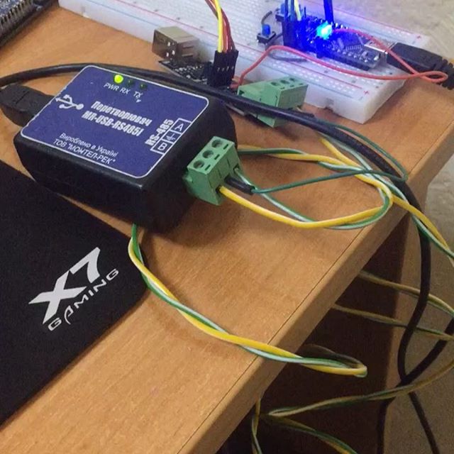 Arduino nano slave controlling by PC program written on C# via modbus RTU. #arduino #arduinoproject #electronics #electronica #embedded #embeddedsystems #programming #coding #pcb #pcbdesigning #modbus #rs485 #hardware #электроника #ардуино #visualstudio #dotnet #csharp #ledrunner #geekboyosman.