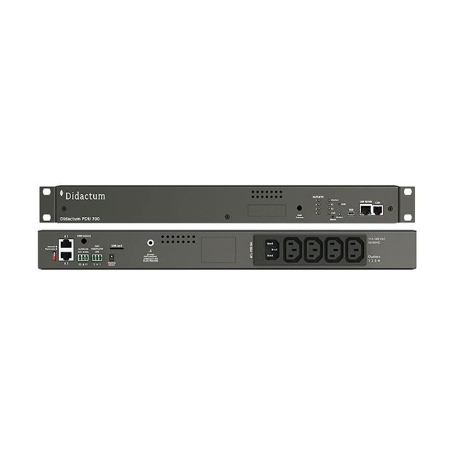 Didactum PDU 700 mit 4 schaltbaren Stromausgängen und Anschlüssen für intelligente IP-Sensoren
Didactum PDU 700 with 4 outlets for remote power switching including sensor ports for environmental monitoring 
#Didactum #PDU #Power #Strom #IP #Sensor #Stromüberwachung #PowerMonitoring #Monitoring #Security #Überwachungssystem #MonitoringSystem #Serverroom #Serverraum #Rechenzentrum #Datacenter #environmentalmonitoring.
